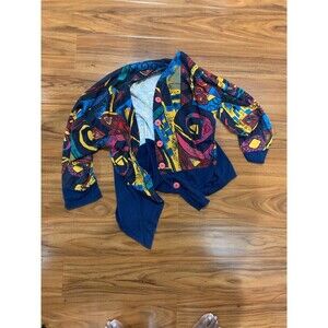 Blue Retro multi colored shirt jacket